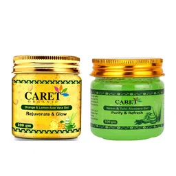 CARET ORGANIC Set Of 2 Neem Tulasi Aloevera Gel & Orange & Lemon Aloe Vera Gel- 100 g Each image 1