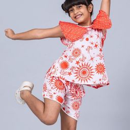 Tura Turi Girls Printed Cotton Top & Shorts Co-ord Set-image-72