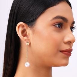 Priyaasi Gold Plated Pearls Contemporary Drop Earrings-84