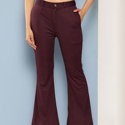 Roadster Women Wine Solid Crepe Trousers-image-91