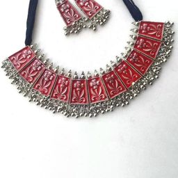 SZN Oxidised Choker Necklace and Earrings-image-44