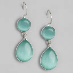 Anouk Silver-Plated Opal Teardrop Shaped Drop Earrings-82