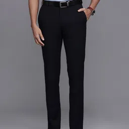 Raymond Men Self Design Textured Slim Fit Formal Trousers-image-89