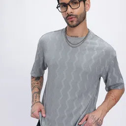 glitchez Comfort Essentials Chevron Textured Relaxed T-shirt-image-13