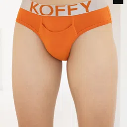 KOFFY Pack Of 2 Men Mid-Rise Underwear Rise Basic Briefs KOFFY_KI23_BLK_ORG_2PC-picture-18