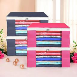 Kuber Industries Pink & Grey 4 Pieces Drawer Organisers image 1