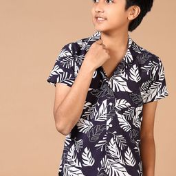 V-Mart Boys Cuban Collar Floral Printed Casual Shirt-image-36