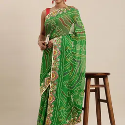 DIVASTRI Bandhani Gotta Patti Poly Georgette Bandhani Saree-image-96