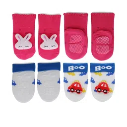 NESKA MODA Pair of 2 Pink And Blue Bunny And Car Kids Cotton Socks-picture-19