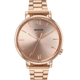 Sonata Women Brass Embellished Dial & Stainless Steel Straps Analogue Watch 87045WM01W-image-67