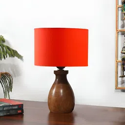 Aura Orange Wooden Cylindrical Shaped Table Lamp-14