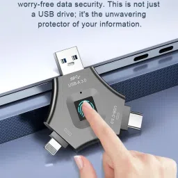 Linkify 128 GB 3 in 1 Fingerprint USB Flash Pen Drive for iPhone, Android,Windows 128 GB Pen Drive Compatible with Desktop Computer, Laptop, Mobile, Tablet USB 3.1 Metal Case image 3