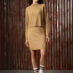 High Star Women Textured Sweatshirt With Sikrt Co Ords Set-picture-35