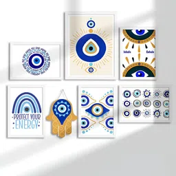 Myntra Elegant Homes Blue 6 and more Piece Synthetic Wood Other Wall Paintings-image-29