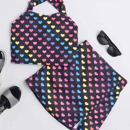 taffykids Girls Printed Halter Neck Top With Skirt-image-95