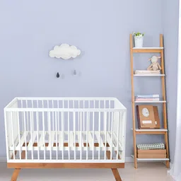 MiArcus White & Brown Rubber Wooden Cot Cum Junior Bed Furniture With Adjustable Height-image-15