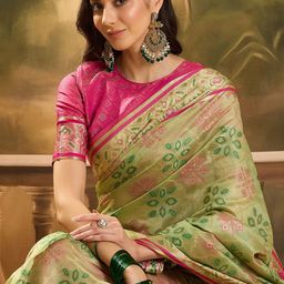 Sangria Woven Design Floral Patola Saree-image-43