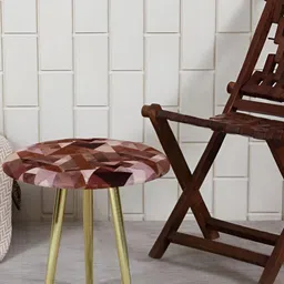 Shadowkart Maroon & Purple Printed Round Stool-39
