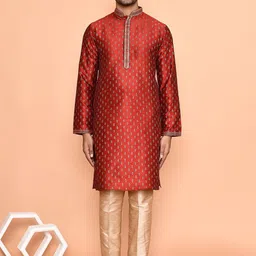 Arihant Rai Sinha Men Ethnic Motifs Embroidered Regular Thread Work Kurta with Trousers-image-71