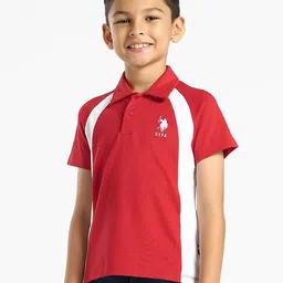 U.S. Polo Assn. Kids Boys Colourblocked Polo Collar Applique T-shirt-picture-37