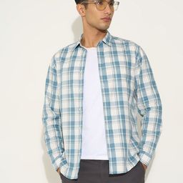 Peregrine by Pantaloons Men Tartan Checked Spread Collar Pure Cotton Casual Shirt-picture-49