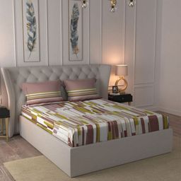 MYTRIDENT Red & White 144 TC Queen Bedsheet with 2 Pillow Covers-image-76