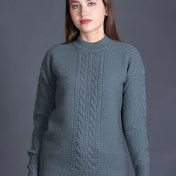 GODFREY Women Self Design Cable Knit Woollen Pullover Sweater-image-36