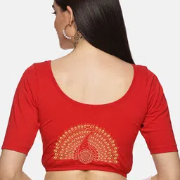 NOT YET by us Plus Size Printed Stretchable Saree Blouse-picture-28