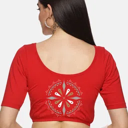 NOT YET by us Floral Back Printed Stretchable Saree Blouse-picture-7