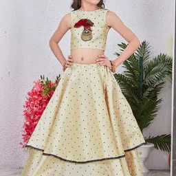 Anneca Girls Printed Patchwork Ready to Wear Lehenga &-picture-12