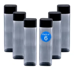 Kuber Industries Black Set of 6 Plastic Solid Water Bottle-19
