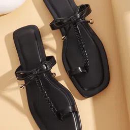 Try Me Women Textured Open Toe Flats-5