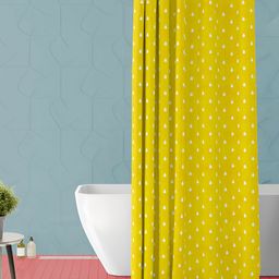 ArtzFolio Yellow & White Geometric Printed Waterproof Shower Curtain-6