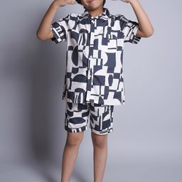 Biglilpeople  Unisex Kids Abstract Printed Pure Cotton Night suit-1
