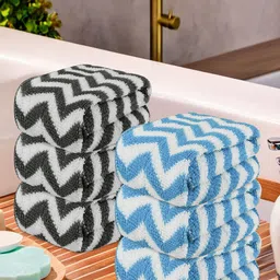 Kuber Industries 6 Pcs Blue & Grey Printed  Face Towel-29