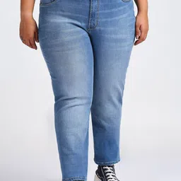 Sizeupp Women Plus Size Regular Fit Mid-Rise Heavy Fade Cotton Jeans-image-65