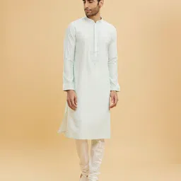 Twamev Self Design Mandarin Collar Thread Work Straight Kurta With Churidar-picture-7