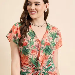 Mast & Harbour Floral Print Twisted Top-image-97
