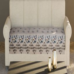 Fashion Throw Beige & Grey Printed Velvet 1 Piece Sofa Cover-image-87