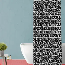 ArtzFolio White & Black Geometric Printed Waterproof Shower Curtain-image-92