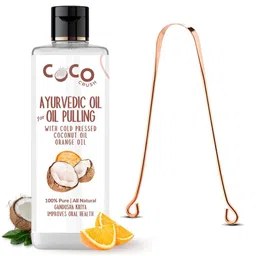 Coco Crush Ayurvedic Coconut & Orange Oil For Oil Pulling With Copper Tongue Cleaner-200ml-image-80
