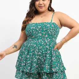 Berrylush Curve Women Plus Size Printed with Layered Jumpsuit-38