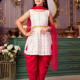 BAESD Girls Woven Design Round Neck A line Kurta With Patiala & Dupatta-picture-42