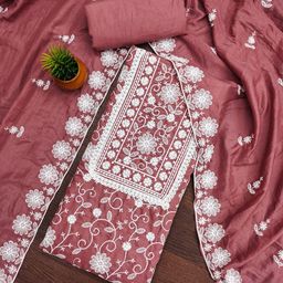 BlissFlair Floral Embroidered Unstitched Dress Material-image-67