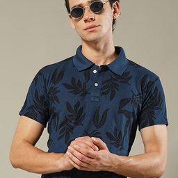 STELVIN Floral Printed Polo Collar Short Sleeves Cotton T-shirt-image-94