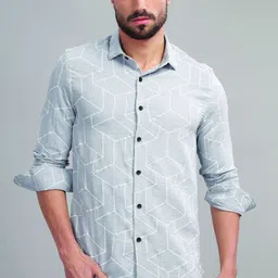 Blu MNKY Smart Slim Fit Abstract Printed Spread Collar Shirt-picture-34