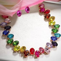 Anouk Combo Of Two Gold Plated Multi Color Crystal AD Gemstone-Studded Jewelry Set With Ring-17