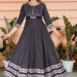Self Design Rayon Blend Stitched Anarkali Gown-image-22