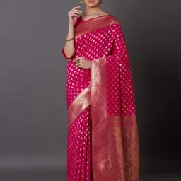 shree krishna fashion Woven Design Zari Silk Blend Banarasi Saree-image-5