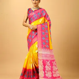 A.V.M. SILK MILLS Floral Printed Zari Saree-image-98